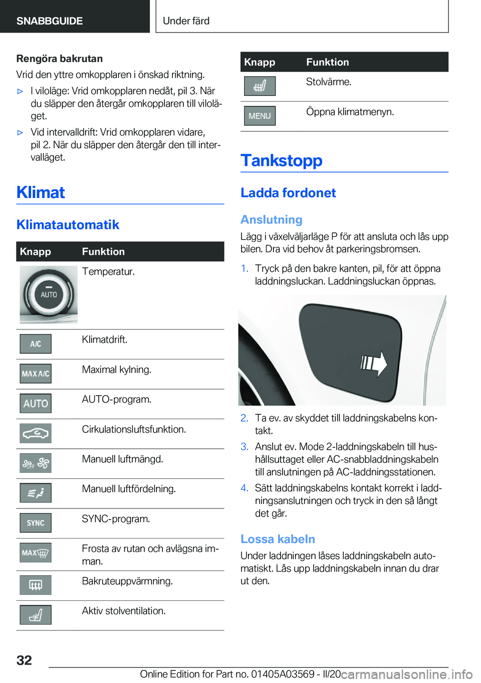 BMW X3 PLUG IN HYBRID 2020  InstruktionsbÖcker (in Swedish) �R�e�n�g�