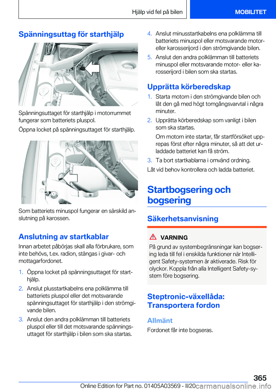 BMW X3 PLUG IN HYBRID 2020  InstruktionsbÖcker (in Swedish) �S�p�ä�n�n�i�n�g�s�u�t�t�a�g��f�