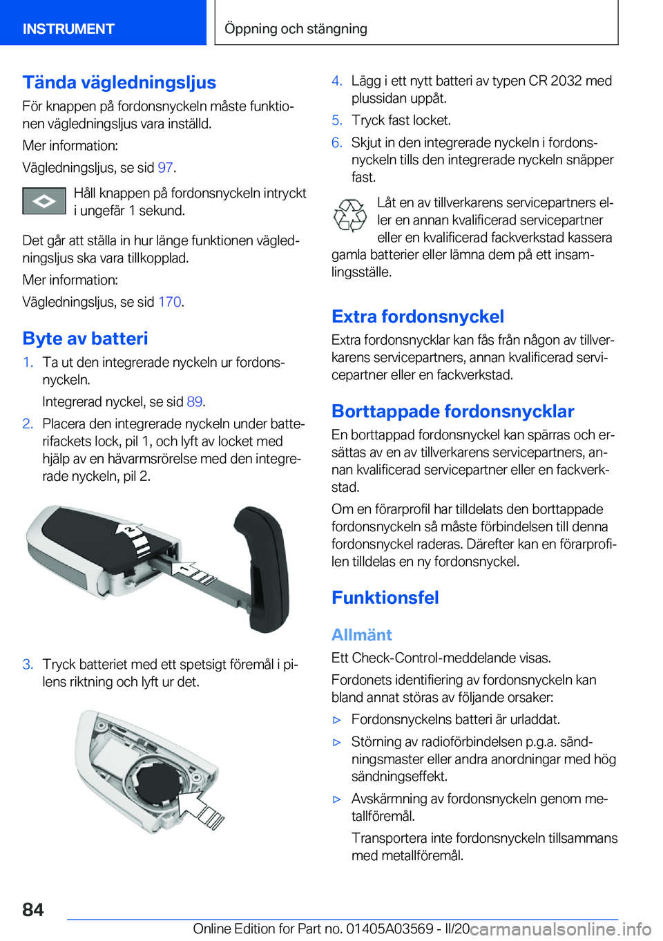 BMW X3 PLUG IN HYBRID 2020  InstruktionsbÖcker (in Swedish) �T�ä�n�d�a��v�ä�g�l�e�d�n�i�n�g�s�l�j�u�s
�F�
