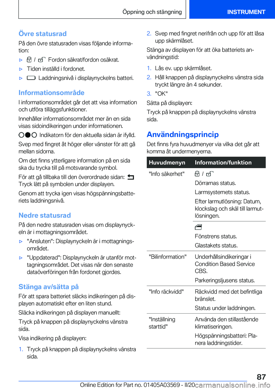 BMW X3 PLUG IN HYBRID 2020  InstruktionsbÖcker (in Swedish) �