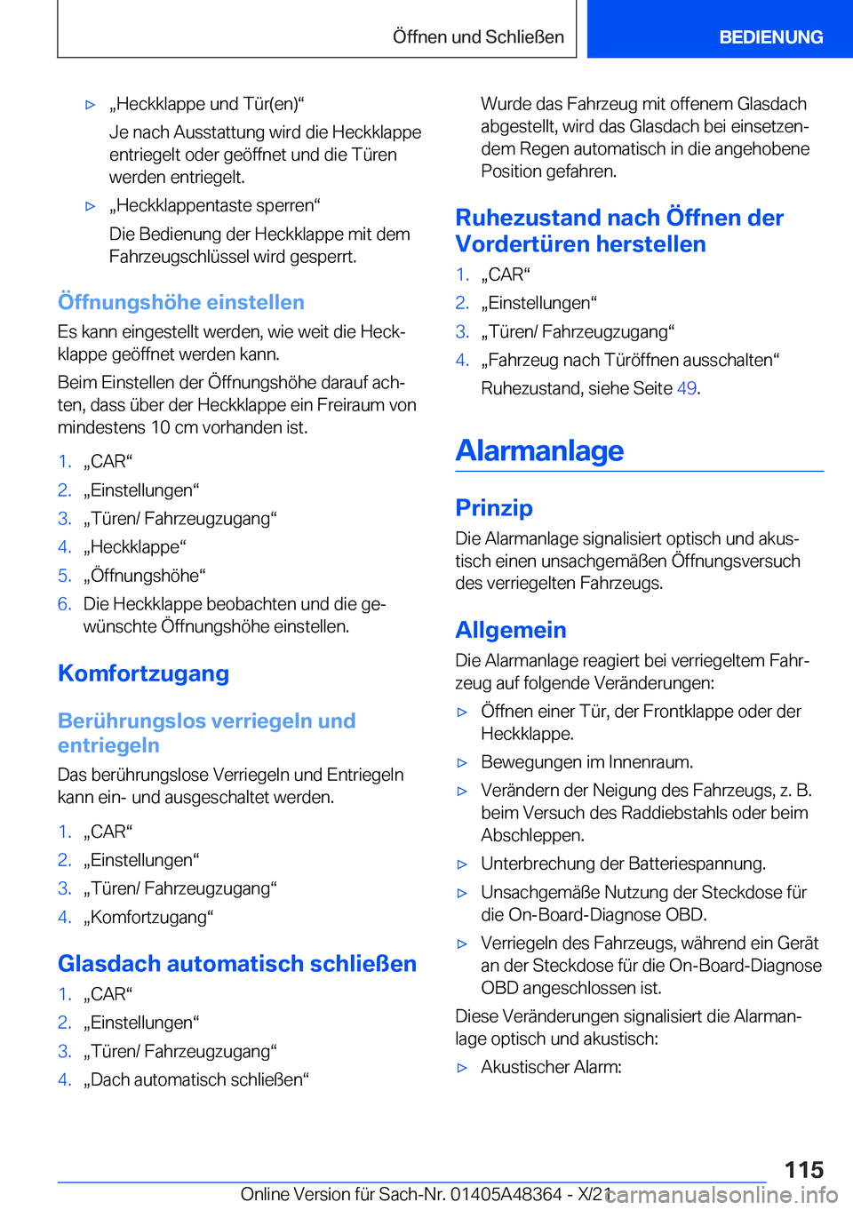 BMW X4 2022  Betriebsanleitungen (in German) xx�H�e�c�k�k�l�a�p�p�e��u�n�d��T�