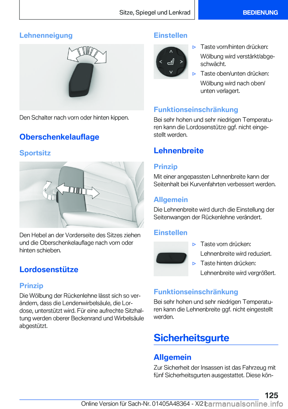 BMW X4 2022  Betriebsanleitungen (in German) �L�e�h�n�e�n�n�e�i�g�u�n�g
�D�e�n��S�c�h�a�l�t�e�r��n�a�c�h��v�o�r�n��o�d�e�r��h�i�n�t�e�n��k�i�p�p�e�n�.�O�b�e�r�s�c�h�e�n�k�e�l�a�u�f�l�a�g�e
�S�p�o�r�t�s�i�t�z
�D�e�n��H�e�b�e�l��a�n��d�e�