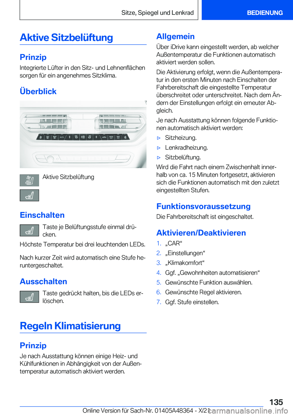 BMW X4 2022  Betriebsanleitungen (in German) �A�k�t�i�v�e��S�i�t�z�b�e�l�