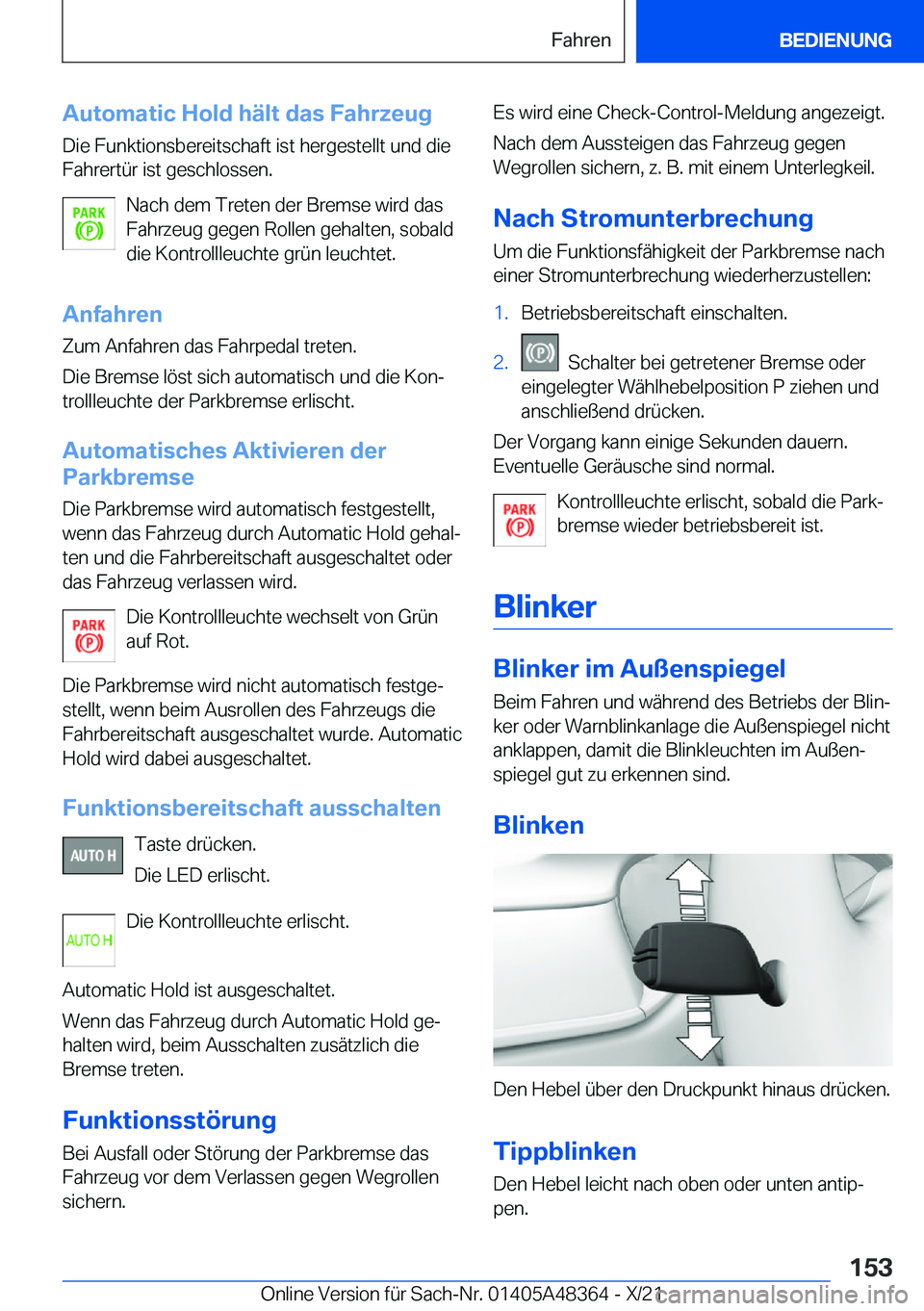 BMW X4 2022  Betriebsanleitungen (in German) �A�u�t�o�m�a�t�i�c��H�o�l�d��h�