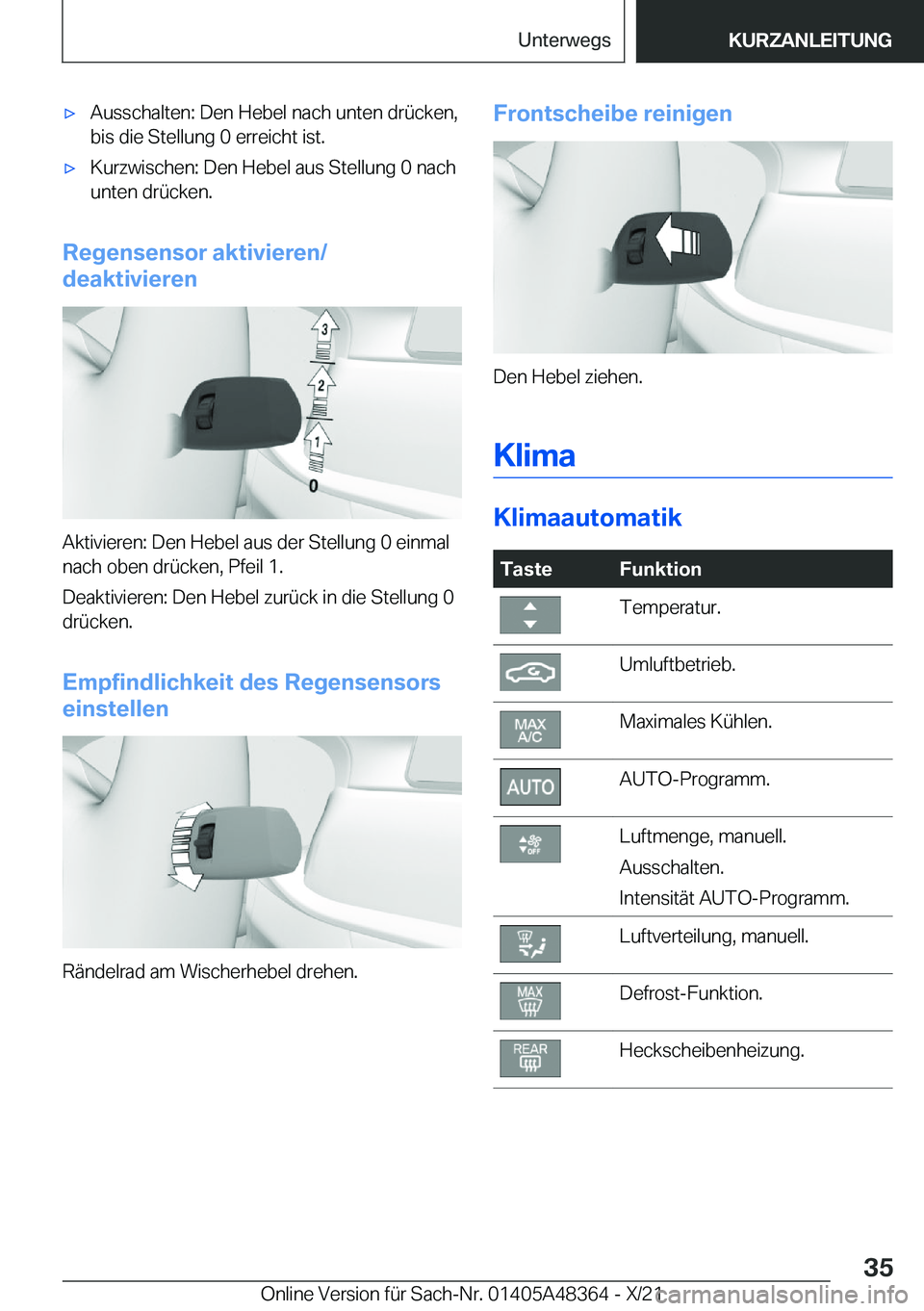 BMW X4 2022  Betriebsanleitungen (in German) x�A�u�s�s�c�h�a�l�t�e�n�:��D�e�n��H�e�b�e�l��n�a�c�h��u�n�t�e�n��d�r�