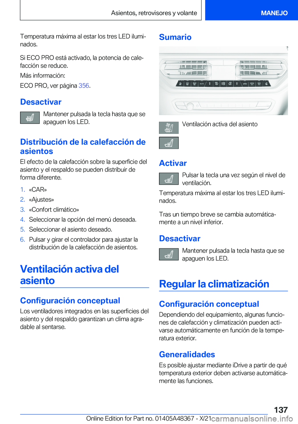 BMW X4 2022  Manuales de Empleo (in Spanish) �T�e�m�p�e�r�a�t�u�r�a��m�
