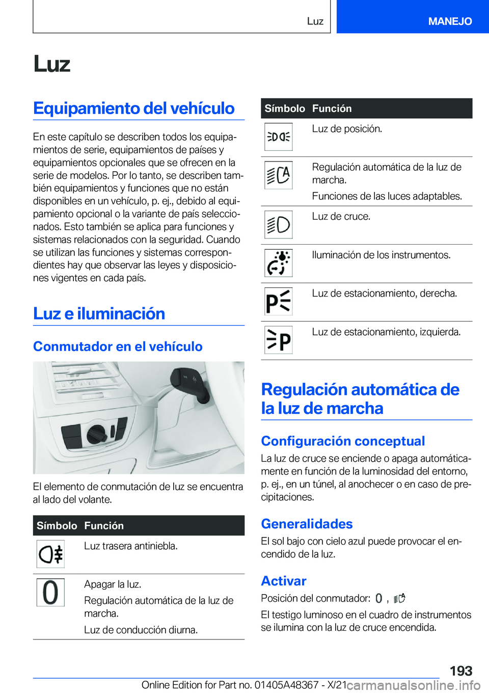 BMW X4 2022  Manuales de Empleo (in Spanish) �L�u�z�E�q�u�i�p�a�m�i�e�n�t�o��d�e�l��v�e�h�