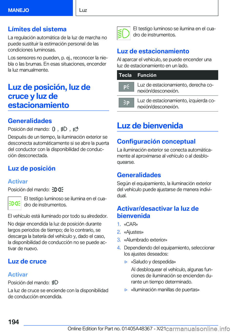 BMW X4 2022  Manuales de Empleo (in Spanish) �L�