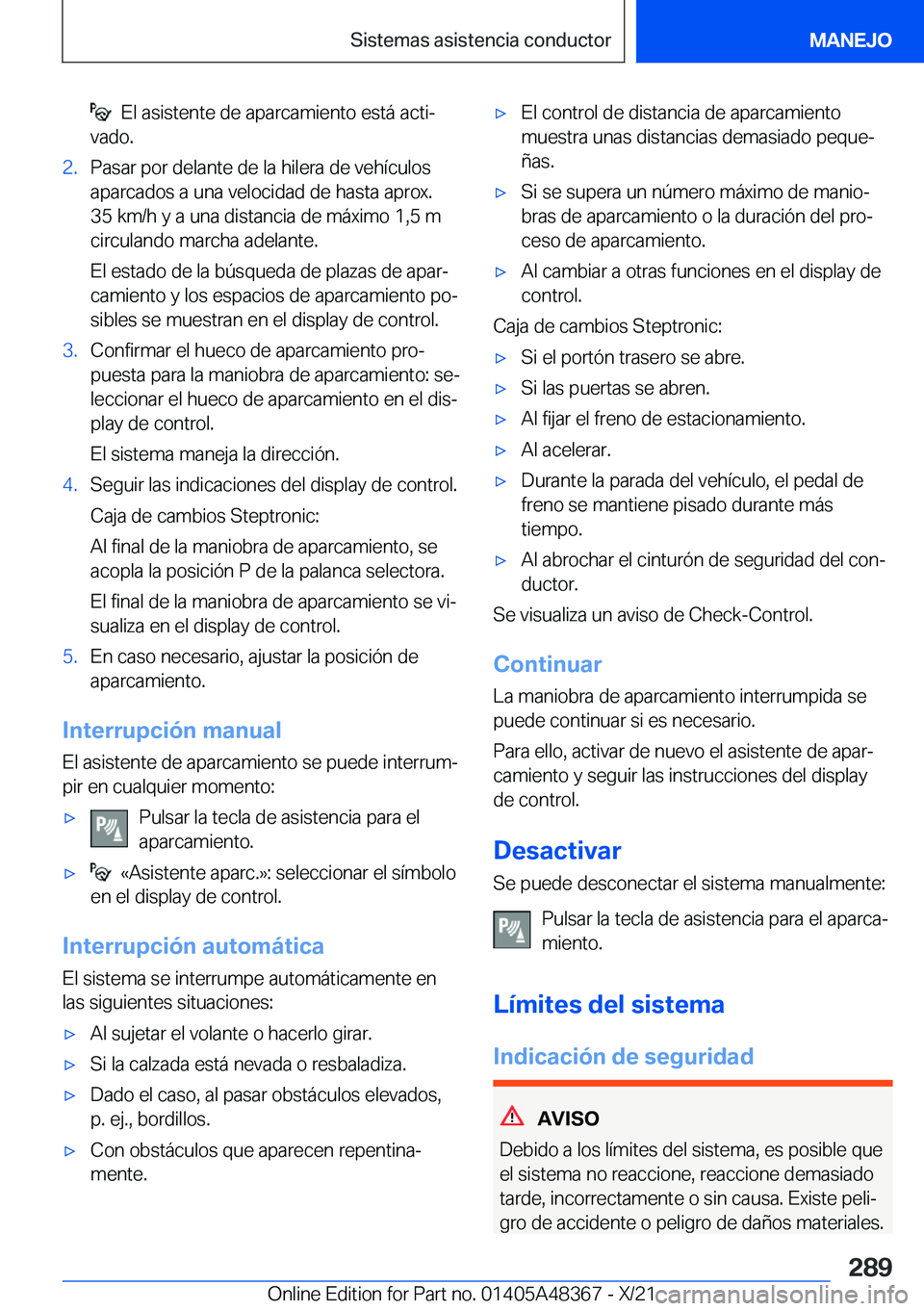 BMW X4 2022  Manuales de Empleo (in Spanish) ���E�l��a�s�i�s�t�e�n�t�e��d�e��a�p�a�r�c�a�m�i�e�n�t�o��e�s�t�
