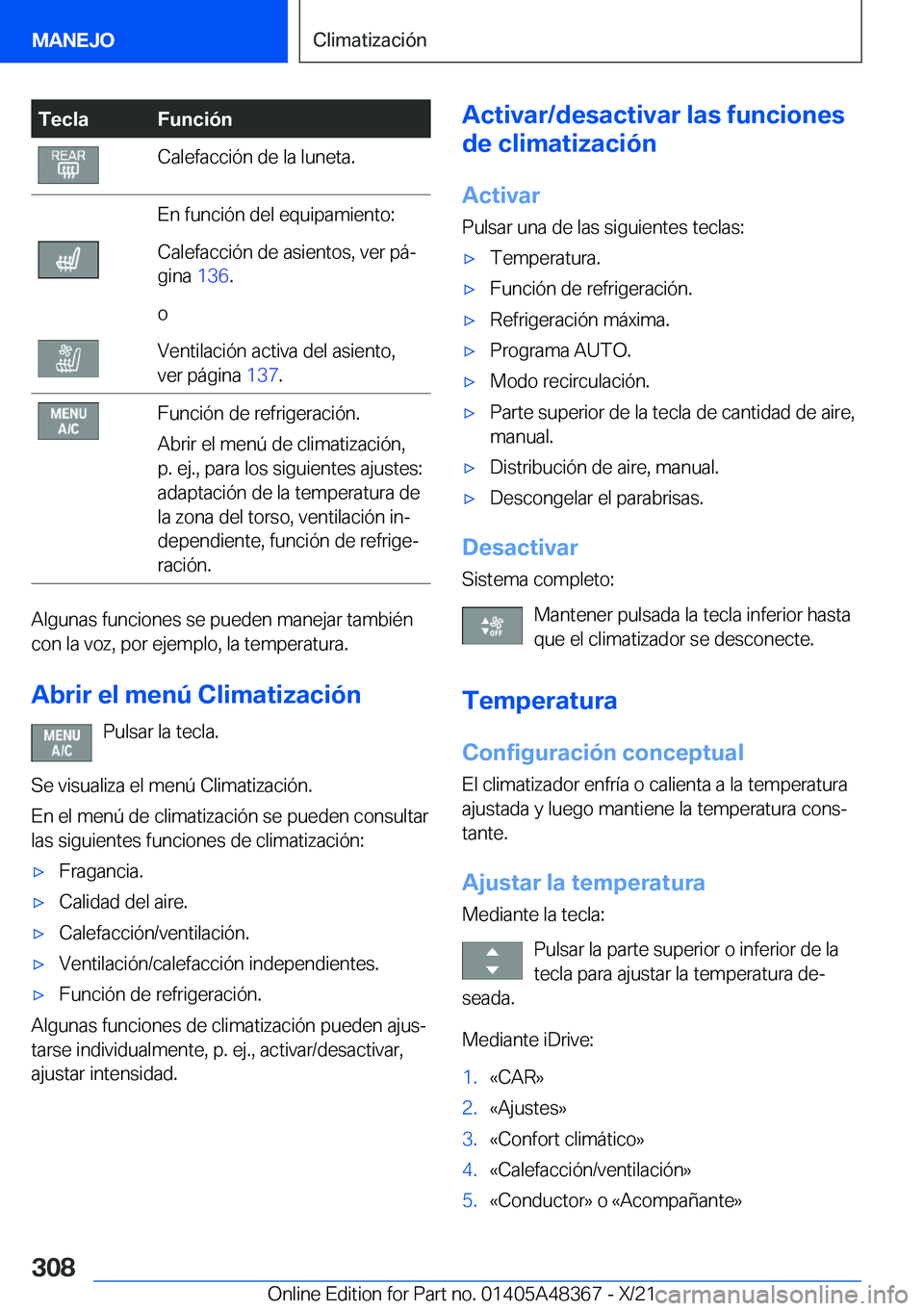 BMW X4 2022  Manuales de Empleo (in Spanish) �T�e�c�l�a�F�u�n�c�i�