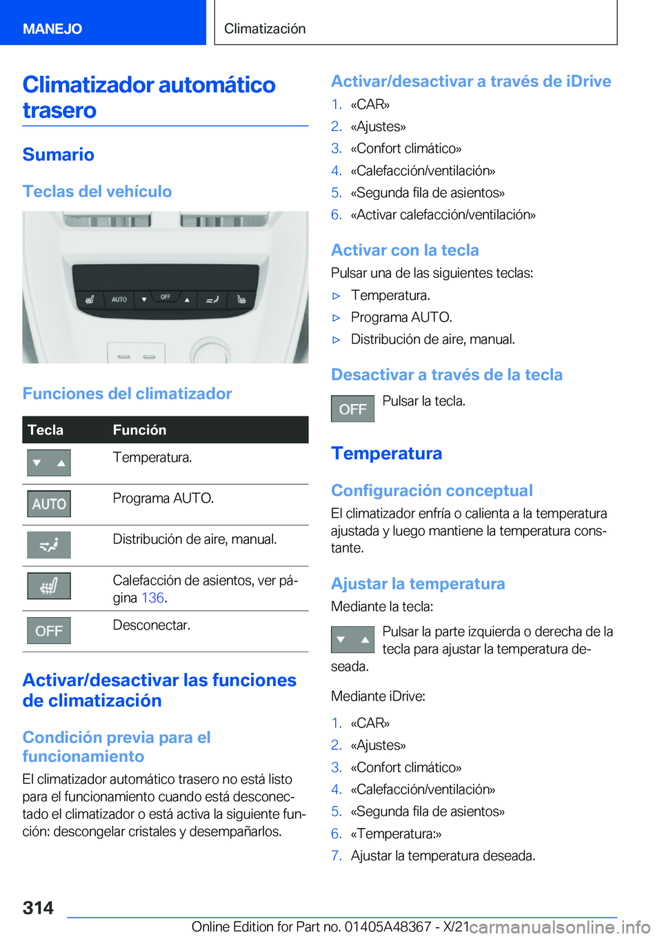 BMW X4 2022  Manuales de Empleo (in Spanish) �C�l�i�m�a�t�i�z�a�d�o�r��a�u�t�o�m�