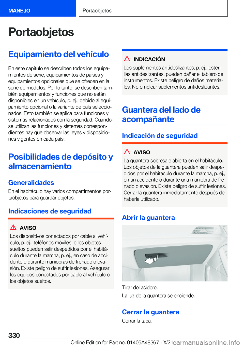 BMW X4 2022  Manuales de Empleo (in Spanish) �P�o�r�t�a�o�b�j�e�t�o�s�E�q�u�i�p�a�m�i�e�n�t�o��d�e�l��v�e�h�