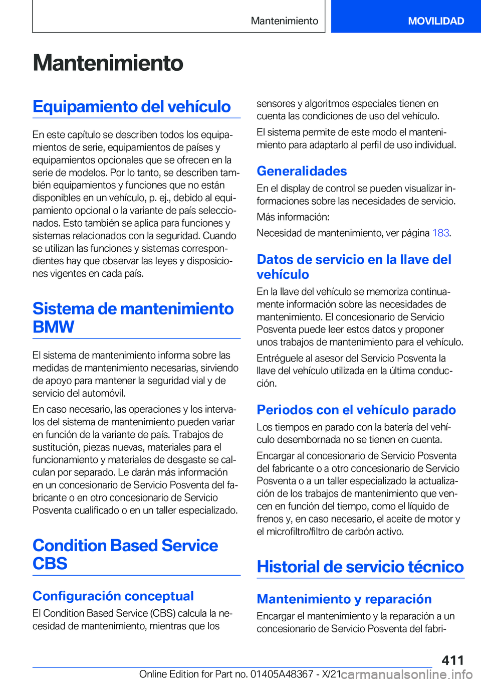 BMW X4 2022  Manuales de Empleo (in Spanish) �M�a�n�t�e�n�i�m�i�e�n�t�o�E�q�u�i�p�a�m�i�e�n�t�o��d�e�l��v�e�h�