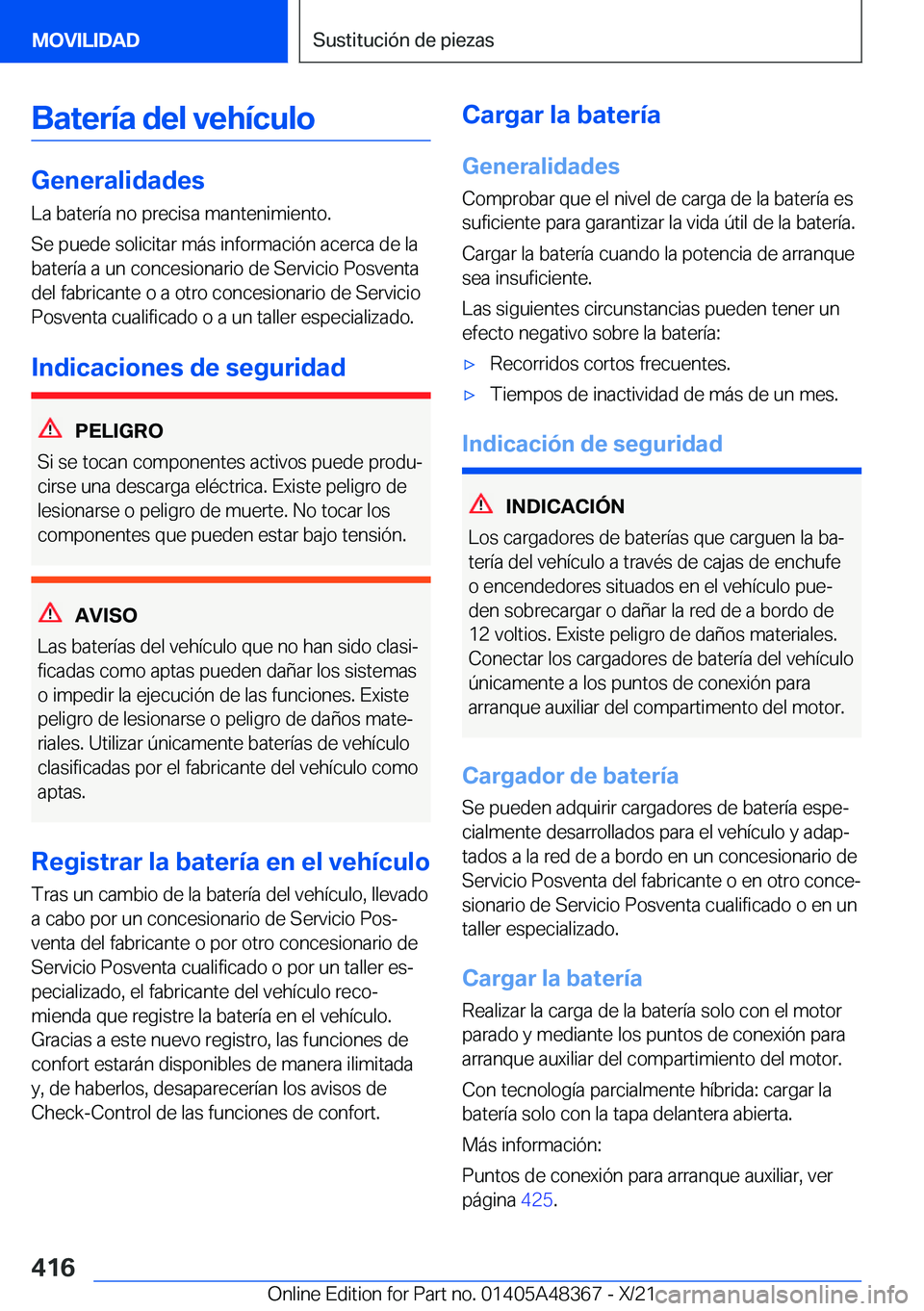 BMW X4 2022  Manuales de Empleo (in Spanish) �B�a�t�e�r�