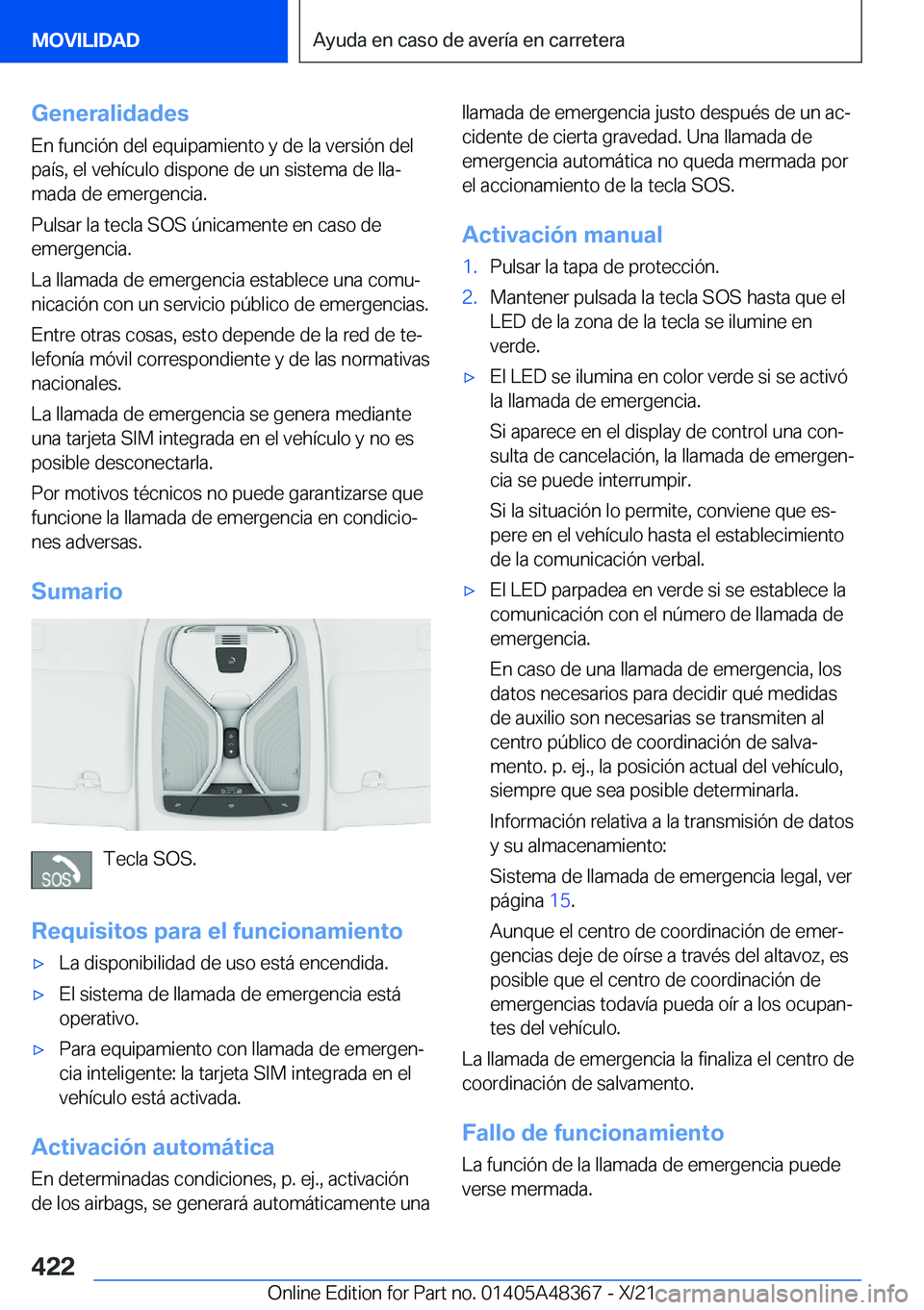 BMW X4 2022  Manuales de Empleo (in Spanish) �G�e�n�e�r�a�l�i�d�a�d�e�s
�E�n��f�u�n�c�i�