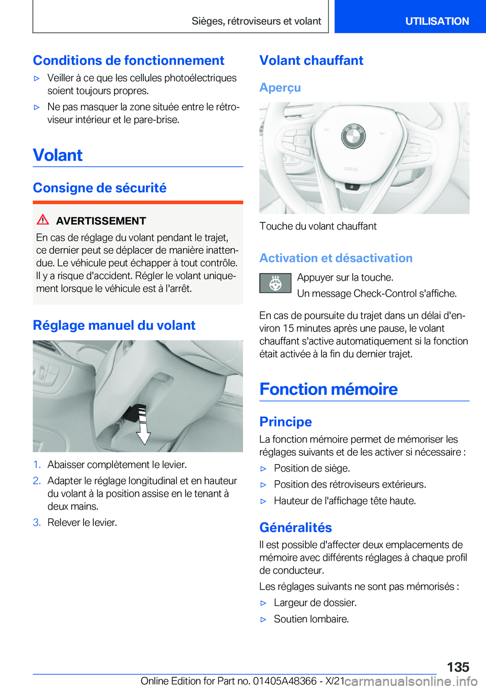 BMW X4 2022  Notices Demploi (in French) �C�o�n�d�i�t�i�o�n�s��d�e��f�o�n�c�t�i�o�n�n�e�m�e�n�t'x�V�e�i�l�l�e�r��