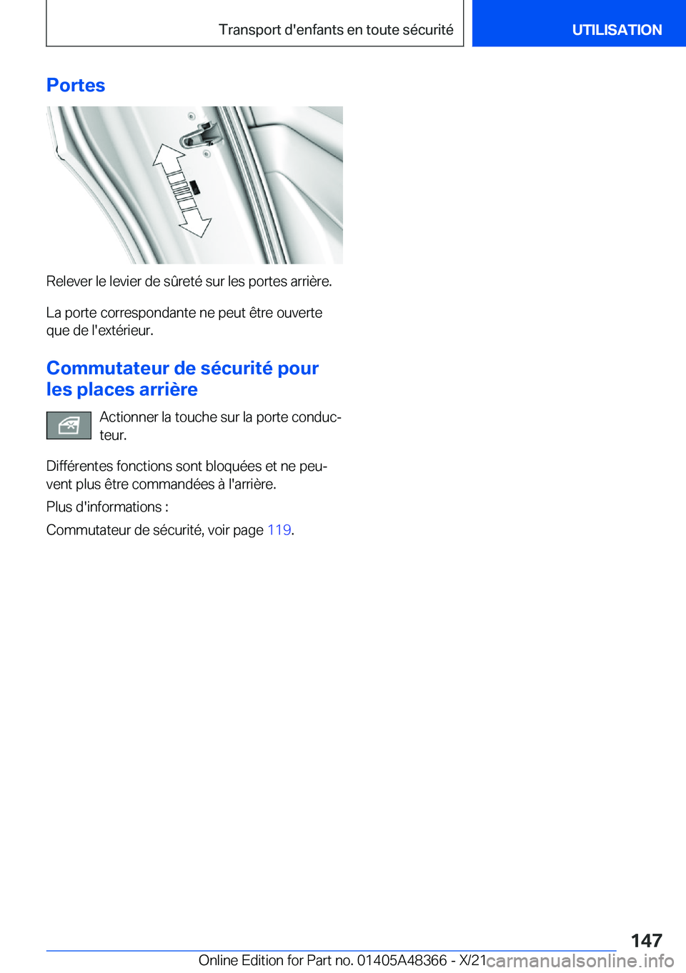 BMW X4 2022  Notices Demploi (in French) �P�o�r�t�e�s
�R�e�l�e�v�e�r��l�e��l�e�v�i�e�r��d�e��s�