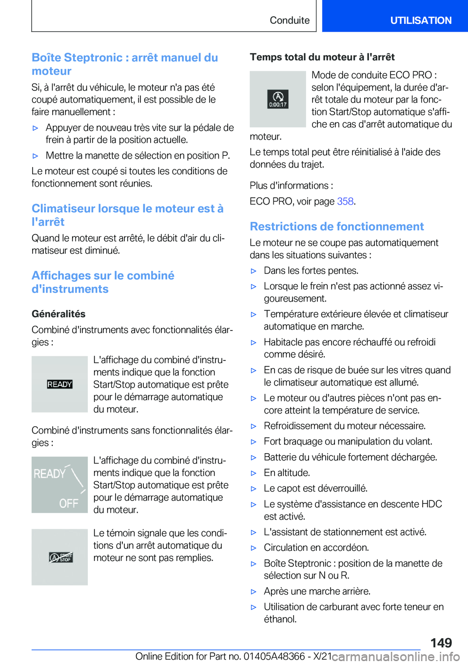 BMW X4 2022  Notices Demploi (in French) �B�o�