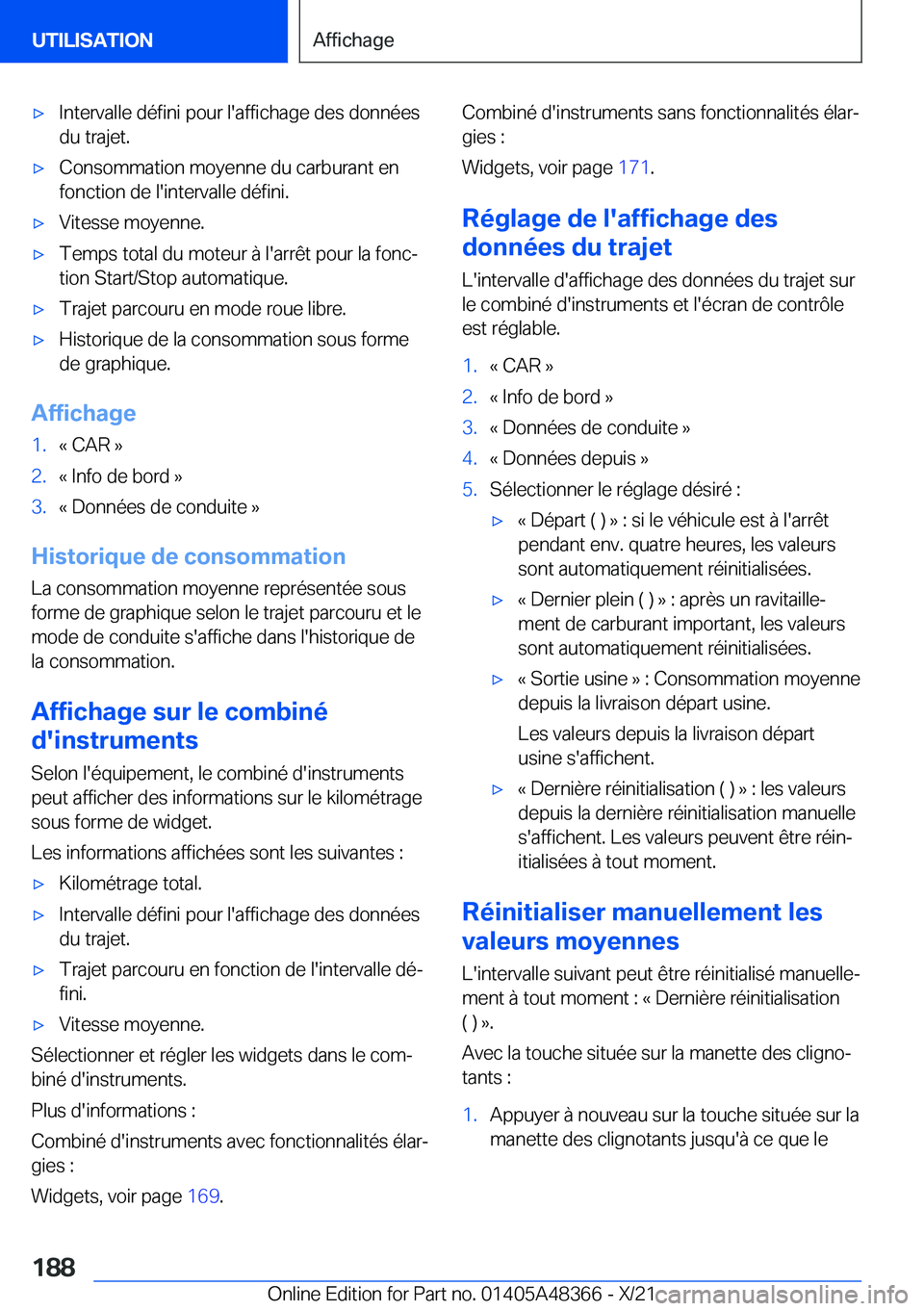 BMW X4 2022  Notices Demploi (in French) 'x�I�n�t�e�r�v�a�l�l�e��d�é�f�i�n�i��p�o�u�r��l�'�a�f�f�i�c�h�a�g�e��d�e�s��d�o�n�n�é�e�s
�d�u��t�r�a�j�e�t�.'x�C�o�n�s�o�m�m�a�t�i�o�n��m�o�y�e�n�n�e��d�u��c�a�r�b�u�r�a�n�t��