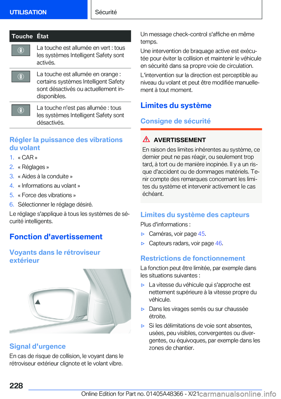 BMW X4 2022  Notices Demploi (in French) �T�o�u�c�h�e�