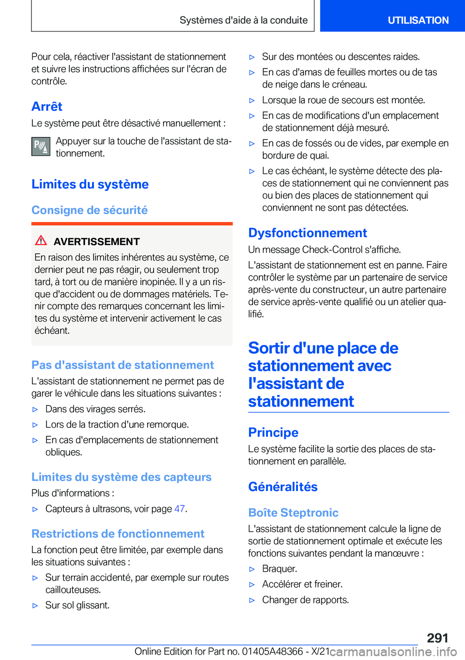 BMW X4 2022  Notices Demploi (in French) �P�o�u�r��c�e�l�a�,��r�é�a�c�t�i�v�e�r��l�'�a�s�s�i�s�t�a�n�t��d�e��s�t�a�t�i�o�n�n�e�m�e�n�t�e�t��s�u�i�v�r�e��l�e�s��i�n�s�t�r�u�c�t�i�o�n�s��a�f�f�i�c�h�é�e�s��s�u�r��l�'�é�c�