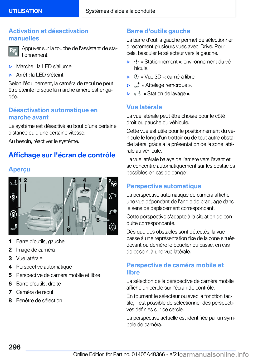 BMW X4 2022  Notices Demploi (in French) �A�c�t�i�v�a�t�i�o�n��e�t��d�é�s�a�c�t�i�v�a�t�i�o�n
�m�a�n�u�e�l�l�e�s
�A�p�p�u�y�e�r��s�u�r��l�a��t�o�u�c�h�e��d�e��l�'�a�s�s�i�s�t�a�n�t��d�e��s�t�aj�t�i�o�n�n�e�m�e�n�t�.'x�M�a�