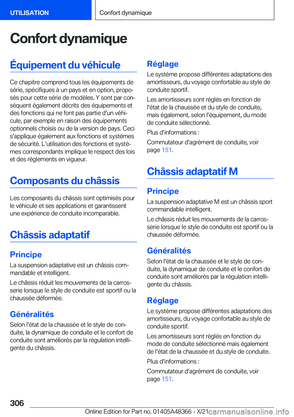 BMW X4 2022  Notices Demploi (in French) �C�o�n�f�o�r�t��d�y�n�a�m�i�q�u�e�