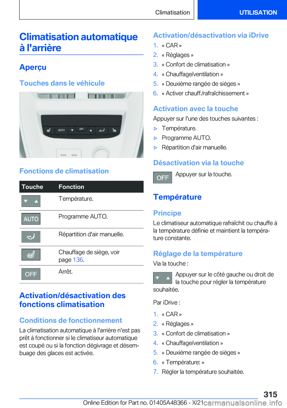 BMW X4 2022  Notices Demploi (in French) �C�l�i�m�a�t�i�s�a�t�i�o�n��a�u�t�o�m�a�t�i�q�u�e�