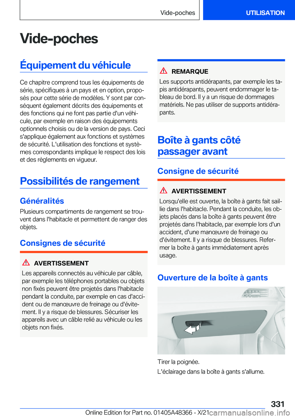 BMW X4 2022  Notices Demploi (in French) �V�i�d�e�-�p�o�c�h�e�s�