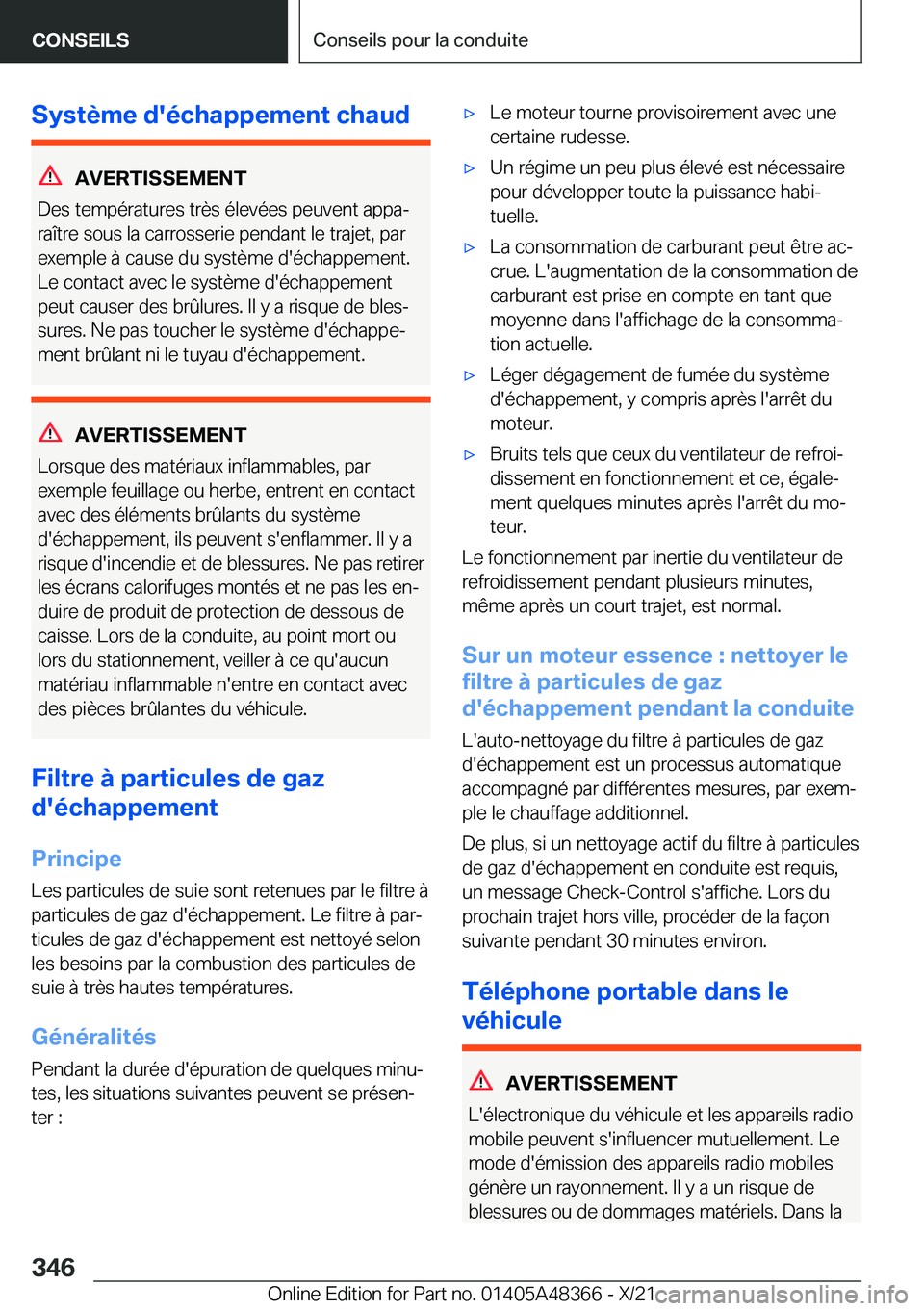 BMW X4 2022  Notices Demploi (in French) �S�y�s�t�è�m�e��d�'�é�c�h�a�p�p�e�m�e�n�t��c�h�a�u�d
�A�V�E�R�T�I�S�S�E�M�E�N�T
�D�e�s��t�e�m�p�é�r�a�t�u�r�e�s��t�r�è�s��é�l�e�v�é�e�s��p�e�u�v�e�n�t��a�p�p�aj
�r�a�