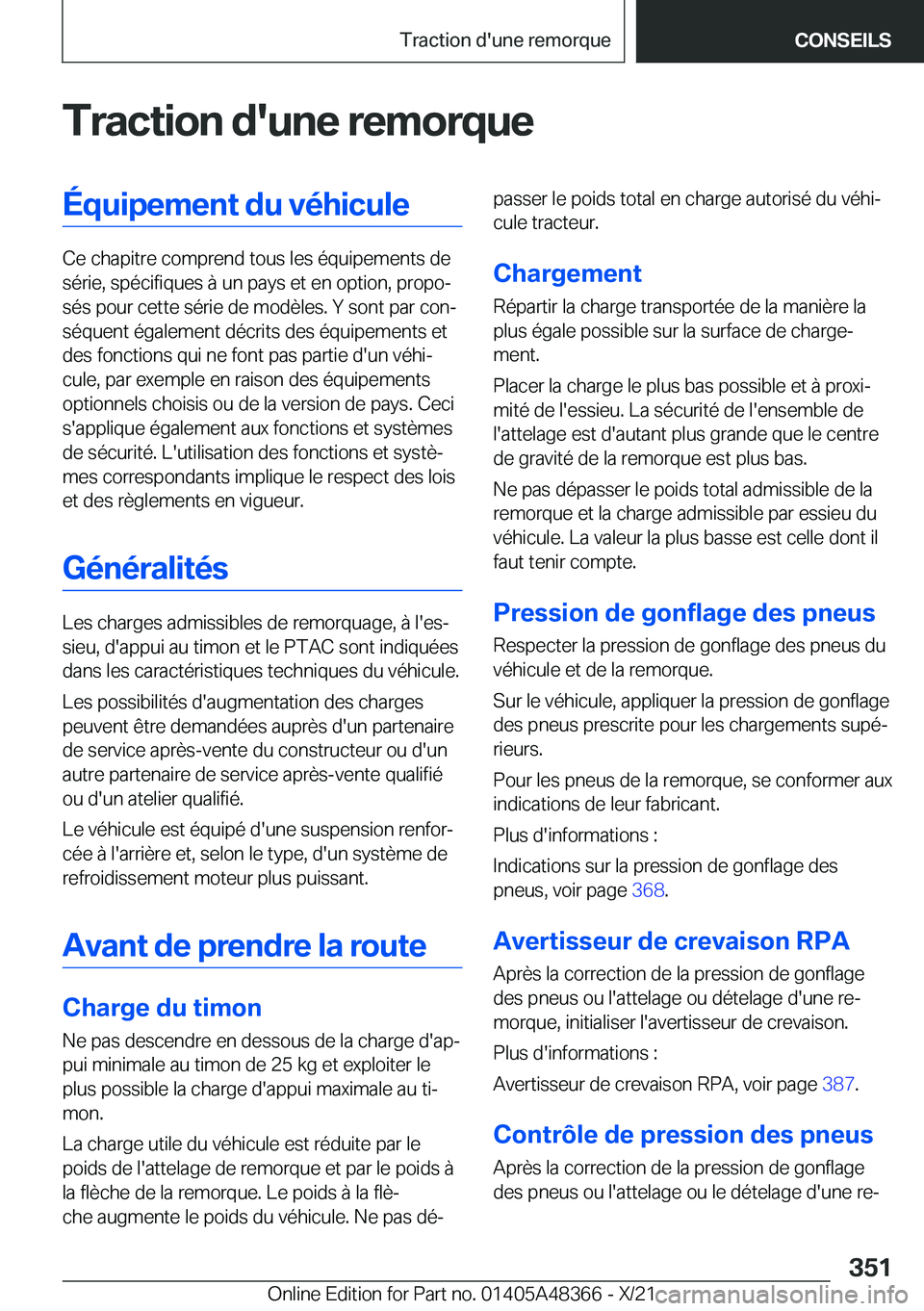 BMW X4 2022  Notices Demploi (in French) �T�r�a�c�t�i�o�n��d�'�u�n�e��r�e�m�o�r�q�u�e�