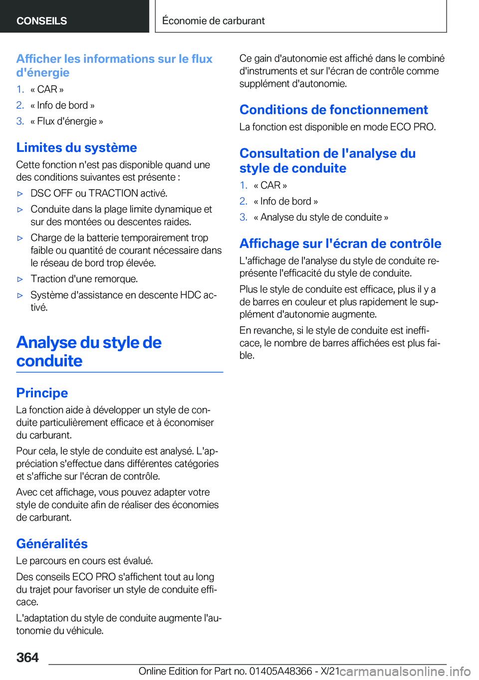 BMW X4 2022  Notices Demploi (in French) �A�f�f�i�c�h�e�r��l�e�s��i�n�f�o�r�m�a�t�i�o�n�s��s�u�r��l�e��f�l�u�x
�d�'�é�n�e�r�g�i�e�1�.�k��C�A�R��{�2�.�k��I�n�f�o��d�e��b�o�r�d��{�3�.�k��F�l�u�x��d�'�é�n�e�r�g�i�e��{
�L