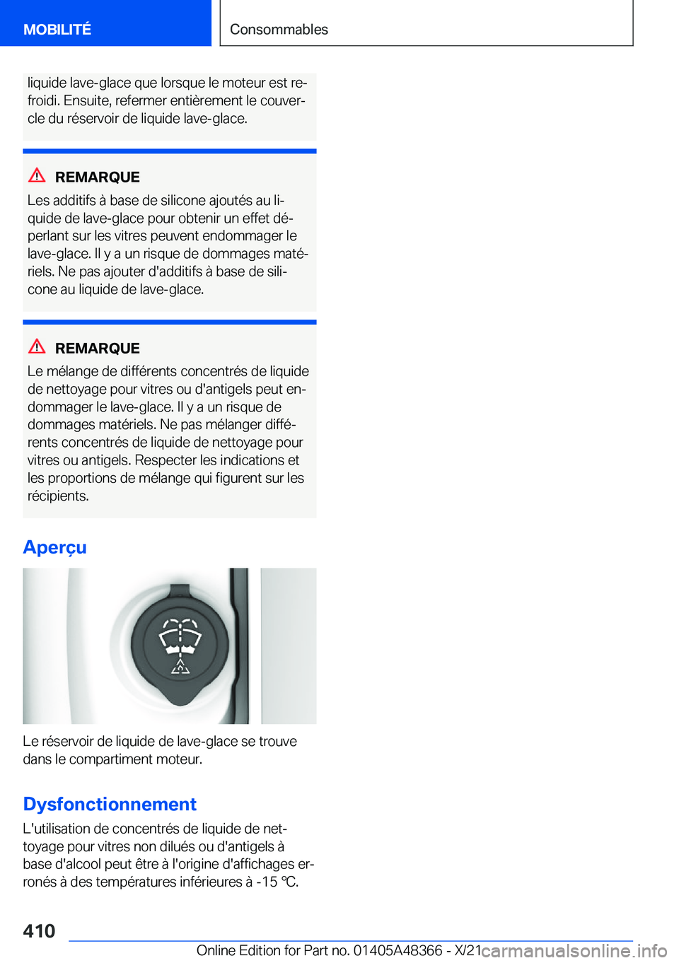 BMW X4 2022  Notices Demploi (in French) �l�i�q�u�i�d�e��l�a�v�e�-�g�l�a�c�e��q�u�e��l�o�r�s�q�u�e��l�e��m�o�t�e�u�r��e�s�t��r�ej�f�r�o�i�d�i�.��E�n�s�u�i�t�e�,��r�e�f�e�r�m�e�r��e�n�t�i�è�r�e�m�e�n�t��l�e��c�o�u�v�e�rj
�c�l�e