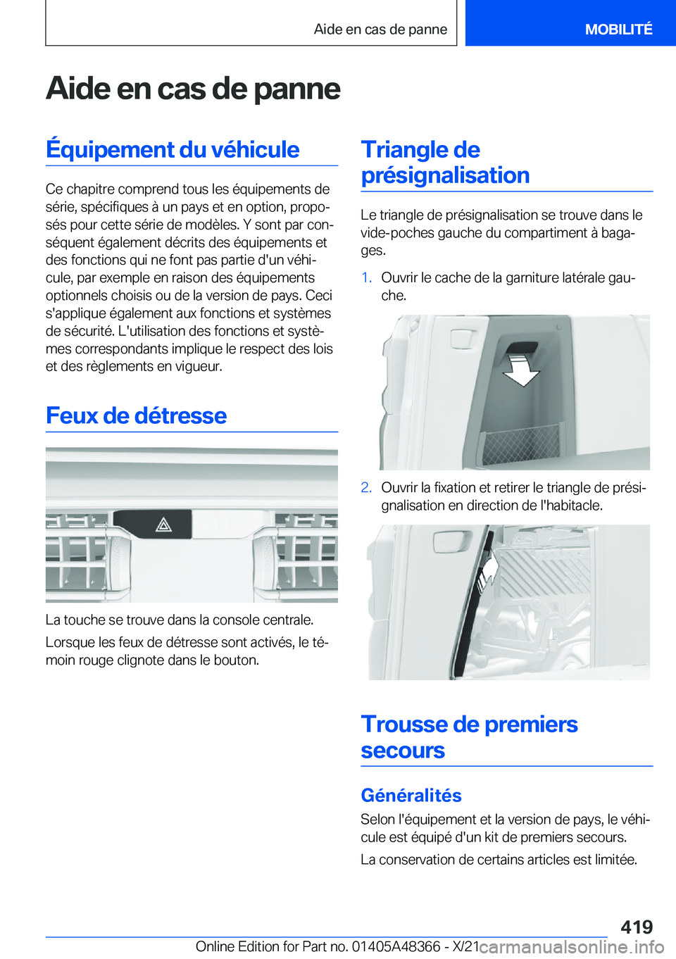BMW X4 2022  Notices Demploi (in French) �A�i�d�e��e�n��c�a�s��d�e��p�a�n�n�e�