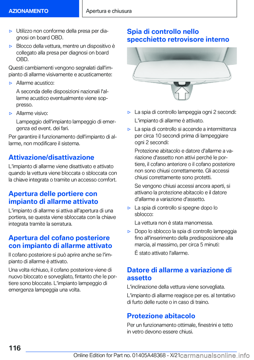 BMW X4 2022  Libretti Di Uso E manutenzione (in Italian) 'x�U�t�i�l�i�z�z�o��n�o�n��c�o�n�f�o�r�m�e��d�e�l�l�a��p�r�e�s�a��p�e�r��d�i�aª
�g�n�o�s�i��o�n��b�o�a�r�d��O�B�D�.'x�B�l�o�c�c�o��d�e�l�l�a��v�e�t�t�u�r�a�,��m�e�n�t�r�e��u�n�