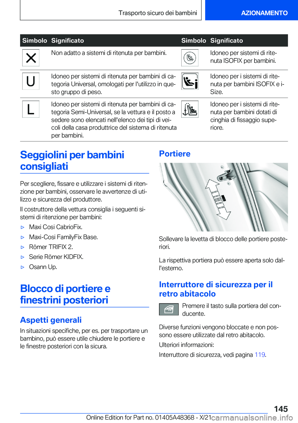 BMW X4 2022  Libretti Di Uso E manutenzione (in Italian) �S�i�m�b�o�l�o�S�i�g�n�i�f�i�c�a�t�o�S�i�m�b�o�l�o�S�i�g�n�i�f�i�c�a�t�o�N�o�n��a�d�a�t�t�o��a��s�i�s�t�e�m�i��d�i��r�i�t�e�n�u�t�a��p�e�r��b�a�m�b�i�n�i�.�I�d�o�n�e�o��p�e�r��s�i�s�t�e�m�i�