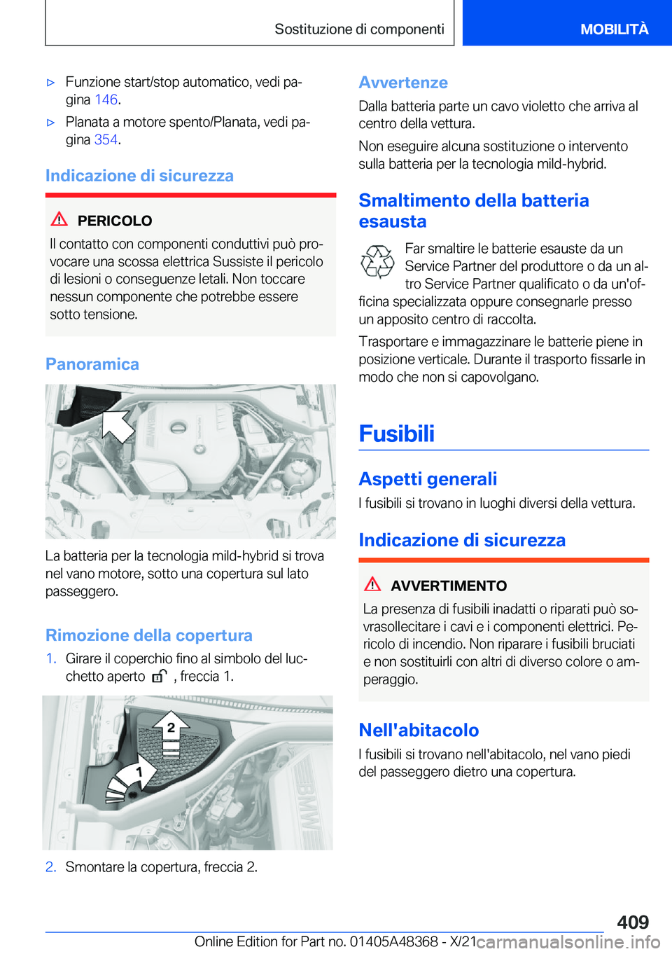 BMW X4 2022  Libretti Di Uso E manutenzione (in Italian) 'x�F�u�n�z�i�o�n�e��s�t�a�r�t�/�s�t�o�p��a�u�t�o�m�a�t�i�c�o�,��v�e�d�i��p�aª
�g�i�n�a� �1�4�6�.'x�P�l�a�n�a�t�a��a��m�o�t�o�r�e��s�p�e�n�t�o�/�P�l�a�n�a�t�a�,��v�e�d�i��p�aª
�g�