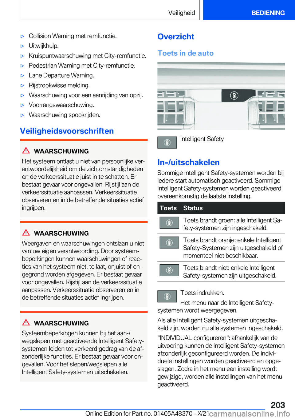 BMW X4 2022  Instructieboekjes (in Dutch) 'x�C�o�l�l�i�s�i�o�n��W�a�r�n�i�n�g��m�e�t��r�e�m�f�u�n�c�t�i�e�.'x�U�i�t�w�i�j�k�h�u�l�p�.'x�K�r�u�i�s�p�u�n�t�w�a�a�r�s�c�h�u�w�i�n�g��m�e�t��C�i�t�y�-�r�e�m�f�u�n�c�t�i�e�.'x�P