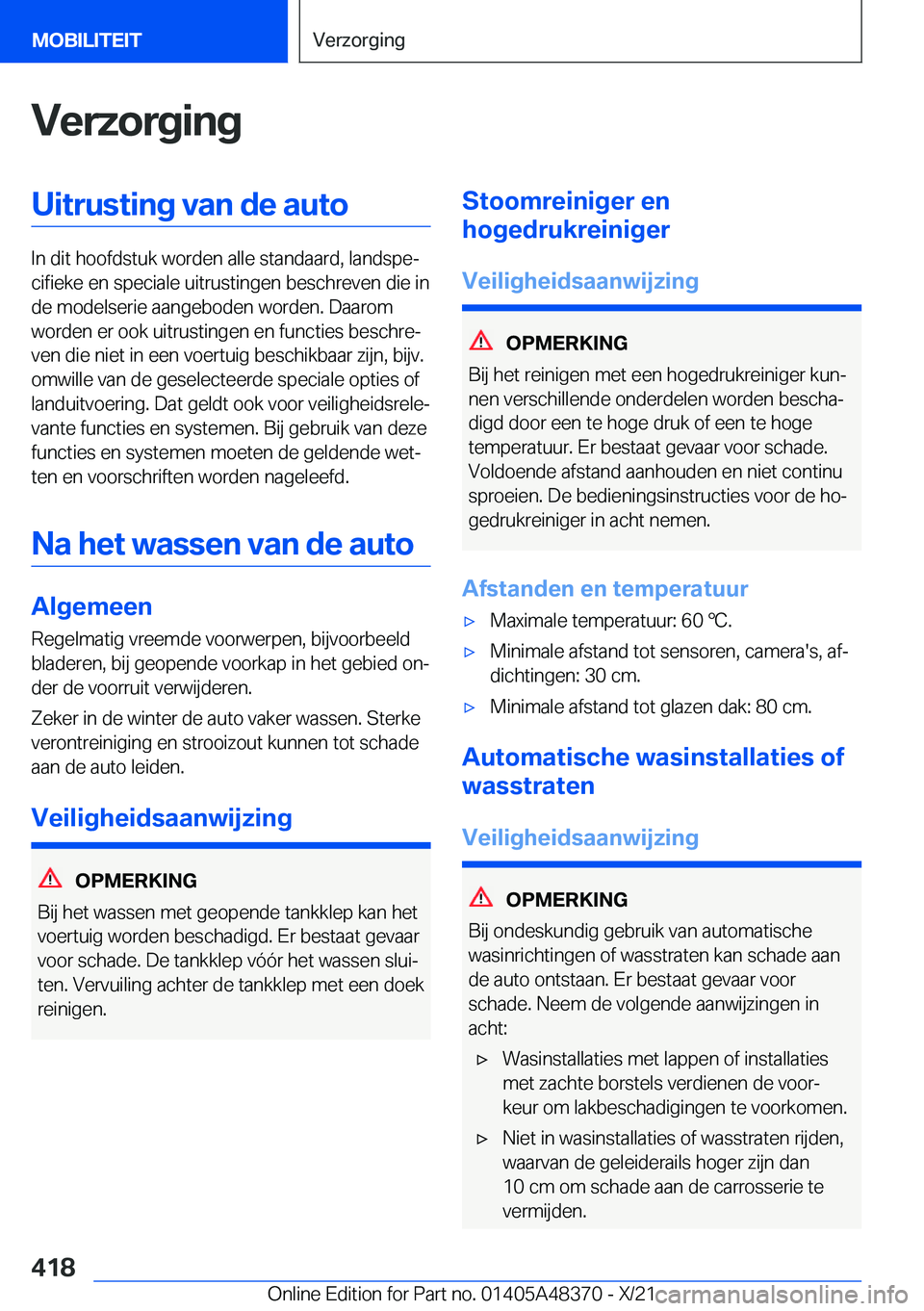 BMW X4 2022  Instructieboekjes (in Dutch) �V�e�r�z�o�r�g�i�n�g�U�i�t�r�u�s�t�i�n�g��v�a�n��d�e��a�u�t�o
�I�n��d�i�t��h�o�o�f�d�s�t�u�k��w�o�r�d�e�n��a�l�l�e��s�t�a�n�d�a�a�r�d�,��l�a�n�d�s�p�ej�c�i�f�i�e�k�e��e�n��s�p�e�c�i�a�l�e�