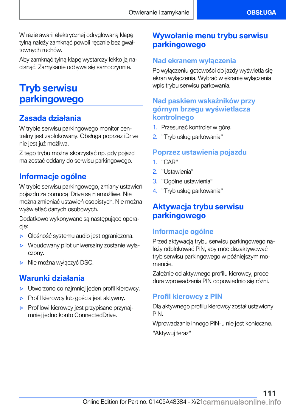 BMW X4 2022  Instrukcja obsługi (in Polish) �W��r�a�z�i�e��a�w�a�r�i�i��e�l�e�k�t�r�y�c�z�n�e�j��o�d�r�y�g�l�o�w�a�n�