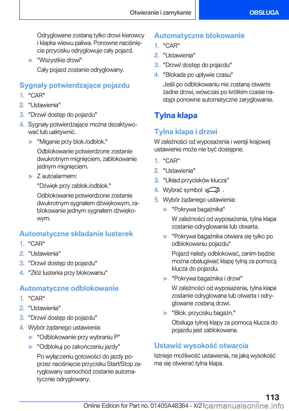 BMW X4 2022  Instrukcja obsługi (in Polish) �O�d�r�y�g�l�o�w�a�n�e��z�o�s�t�a�n�