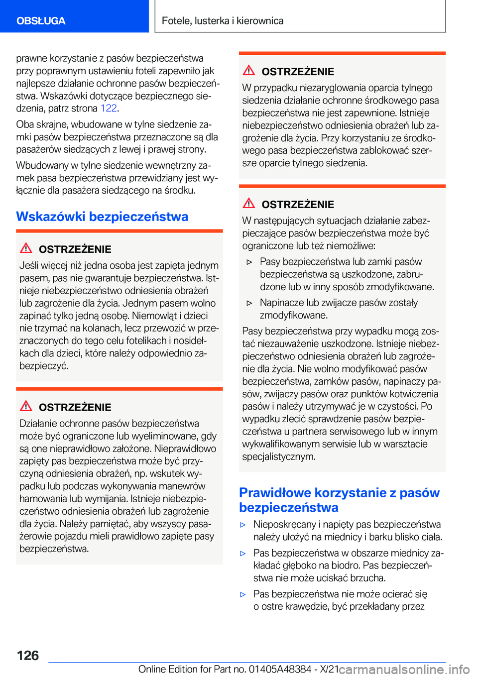 BMW X4 2022  Instrukcja obsługi (in Polish) �p�r�a�w�n�e��k�o�r�z�y�s�t�a�n�i�e��z��p�a�s�