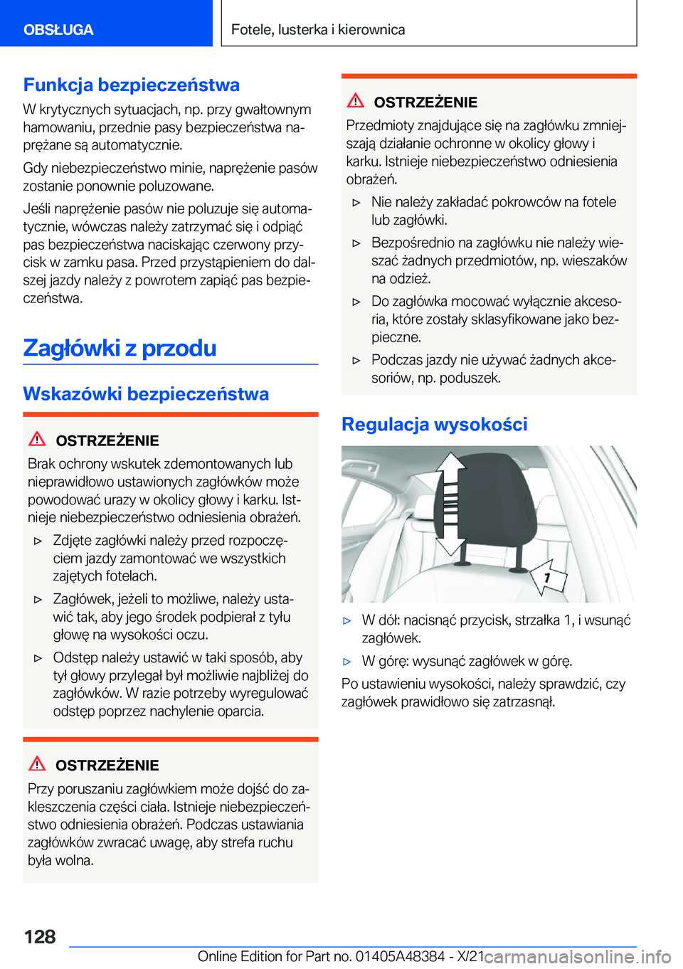 BMW X4 2022  Instrukcja obsługi (in Polish) �F�u�n�k�c�j�a��b�e�z�p�i�e�c�z�e�