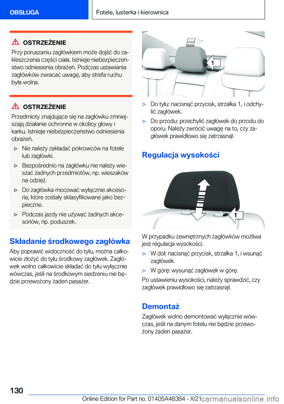 BMW X4 2022  Instrukcja obsługi (in Polish) �O�S�T�R�Z�E8�E�N�I�E
�P�r�z�y��p�o�r�u�s�z�a�n�i�u��z�a�g�ł�