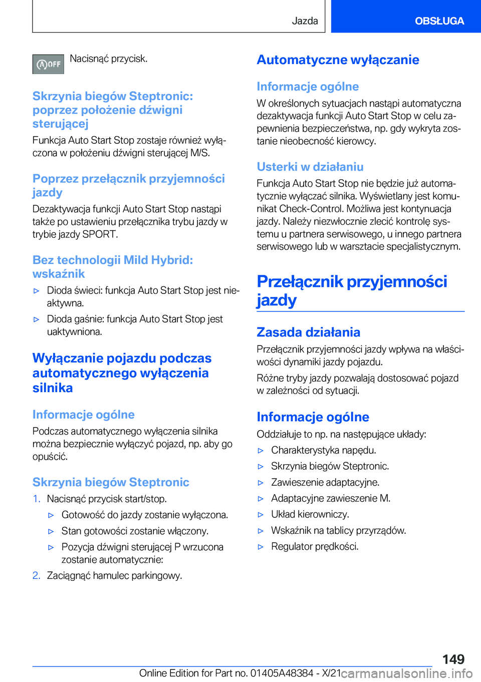 BMW X4 2022  Instrukcja obsługi (in Polish) �N�a�c�i�s�n�