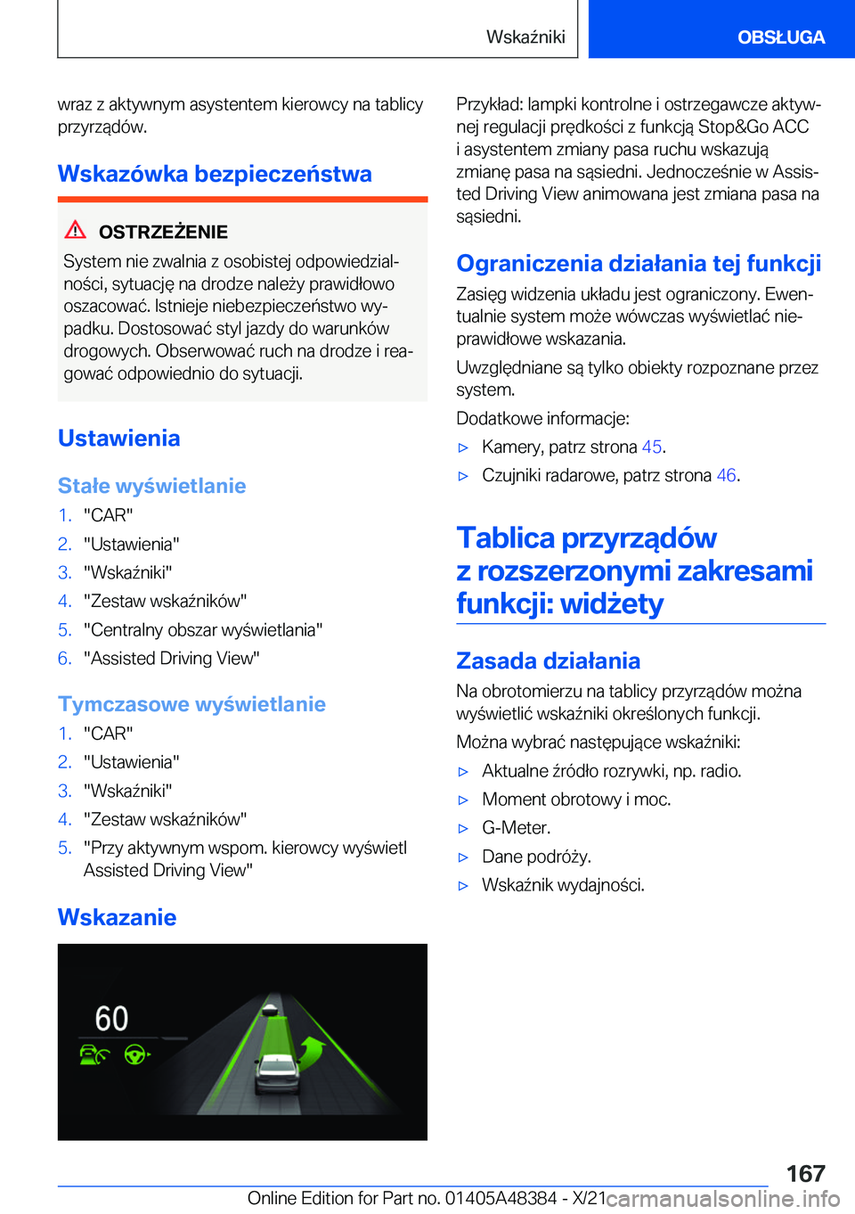 BMW X4 2022  Instrukcja obsługi (in Polish) �w�r�a�z��z��a�k�t�y�w�n�y�m��a�s�y�s�t�e�n�t�e�m��k�i�e�r�o�w�c�y��n�a��t�a�b�l�i�c�y�p�r�z�y�r�z�