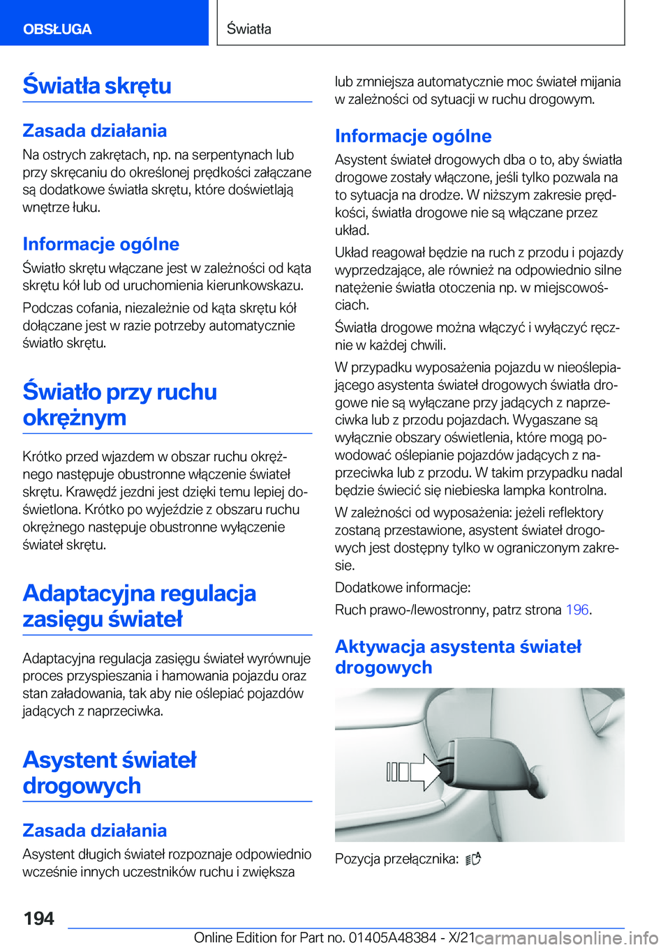 BMW X4 2022  Instrukcja obsługi (in Polish) �w�i�a�t�ł�a��s�k�r�