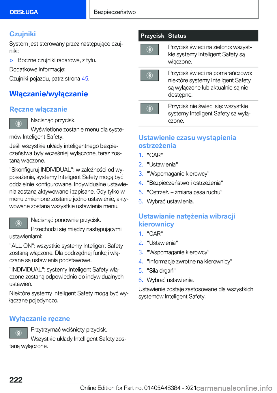 BMW X4 2022  Instrukcja obsługi (in Polish) �C�z�u�j�n�i�k�i
�S�y�s�t�e�m��j�e�s�t��s�t�e�r�o�w�a�n�y��p�r�z�e�z��n�a�s�t�