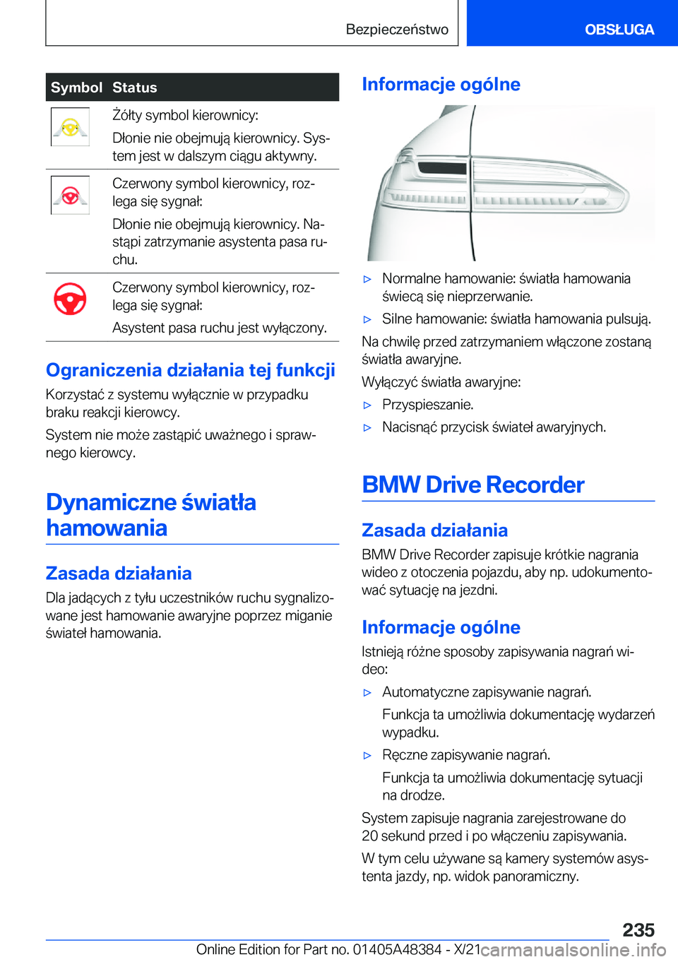 BMW X4 2022  Instrukcja obsługi (in Polish) �S�y�m�b�o�l�S�t�a�t�u�s8�