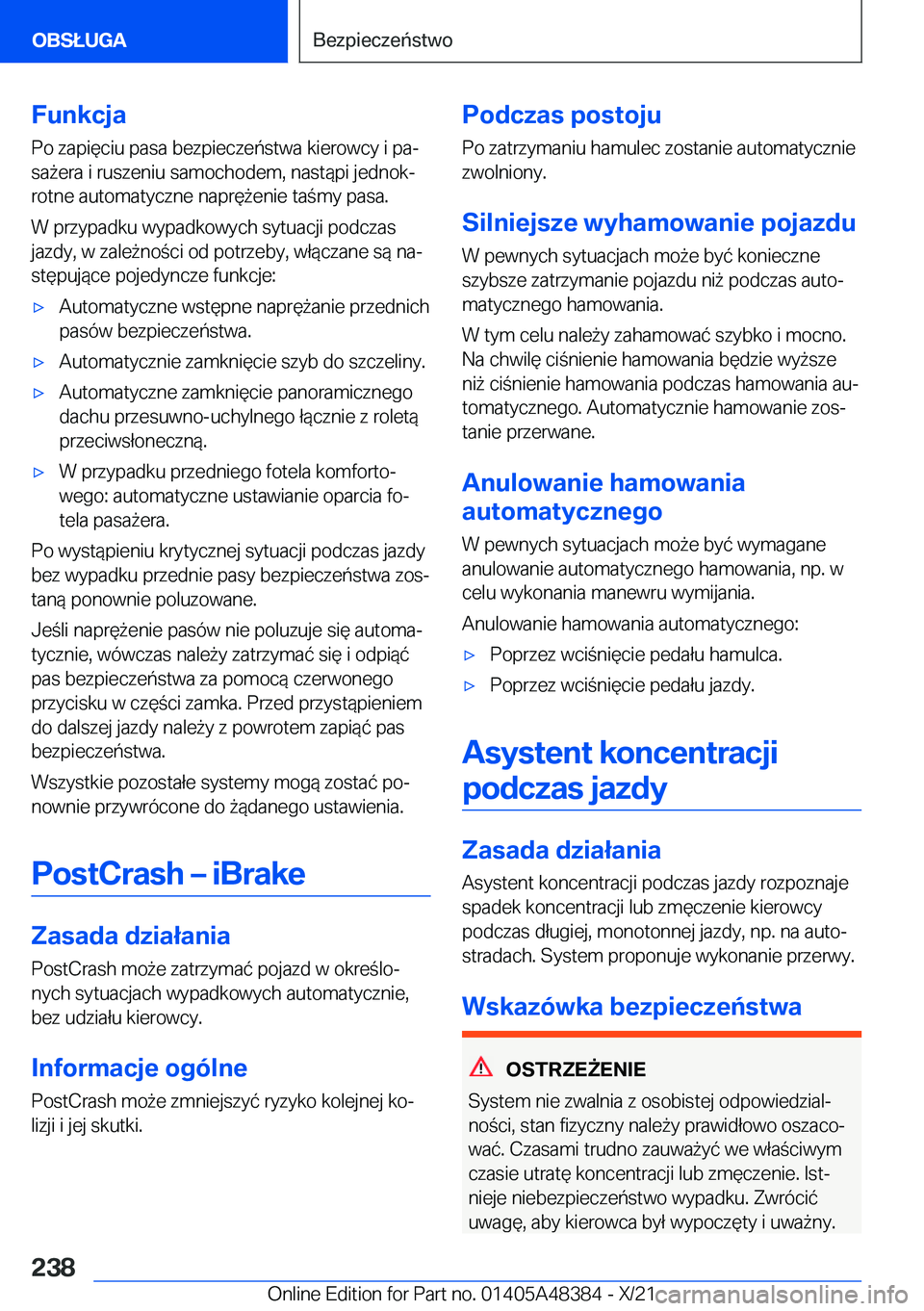 BMW X4 2022  Instrukcja obsługi (in Polish) �F�u�n�k�c�j�a�P�o��z�a�p�i�